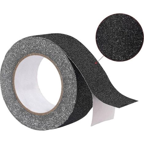 Bande Antiderapante Escalier 5 m x 2,5 cm, Ruban Adhésif Antidérapant Noir, Bande Adhesive Antiderapante pour Extérieur et Intérieur, Scotch Antiderapant Ruban Antidérapant Imperméable (1/5)