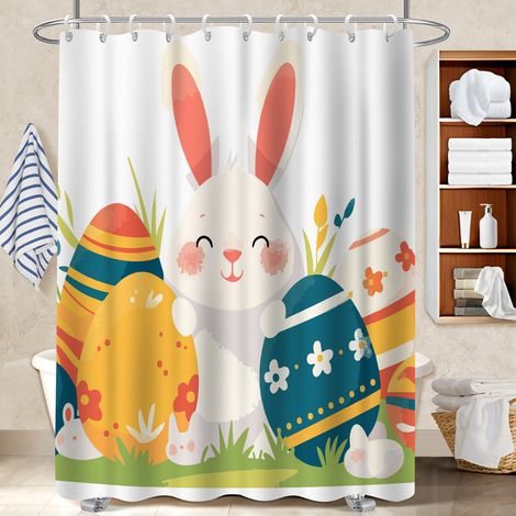 Voile de douche fluide en polyester 180x180 dessin rideau imperméable pour idée cadeau pour pendaison de crémaillère (1/5)