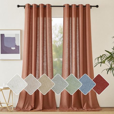Rideaux Voilage Lin Naturel Draperies Voile Demi Transparent (1/5)