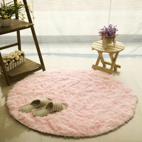 Tapis rond 120cm velours louna bureau Cuisine Rose