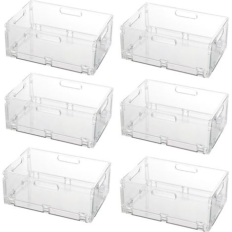 6 pièces Boîte pliante transparente PET 20×15×9 cm, boîte pliante paniers rangement Pliable portable boîtes de rangement colorées boîte de rangement Convient pour cuisine, salle de bain, bureau