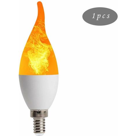 1 ensembles d'ampoules flammes de simulation de LED, lampe effet flamme E12 clignotant blanc blanc 2W 1800K, simulation de trois modes d'éclairage, utilisation générale, utilisée pour la déco (1/5)