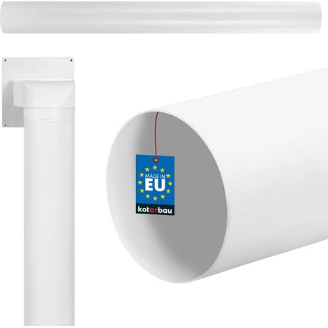 KOTARBAU® Tuyau de Ventilation Rond ⌀ 100 mm - Tube Rond en PVC 100 cm Canal de Ventilation - Blanc - Conduit de Ventilation - Gaine de Ventilation (1/5)