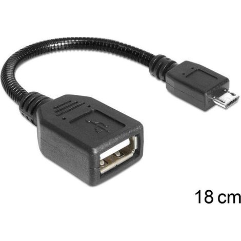 Delock cable usb micro-b male  usb 2.0-a female otg flexible 18 cm (1/2)