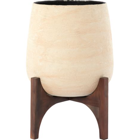 Lámpara Light & Living KARUNA en pedestal de madera beige y papel (1/4)