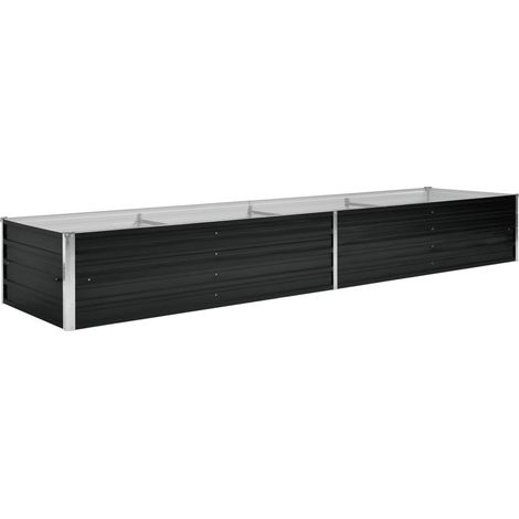 Fioriera rialzata piante fiori giardino 320 x 80 x 45 cm acciaio zincato antracite 020001145