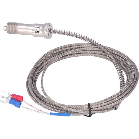 Thermocouple type K inox à ressort à encliquetage M12, sonde de température 3 mètres, capteur acier inoxydable, fixation rapide. (1/5)