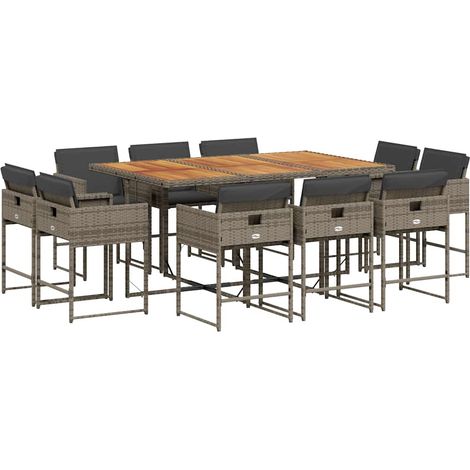 Maison Exclusive - Set da Pranzo da Giardino 11pz con Cuscini in Polyrattan Grigio (1/5)