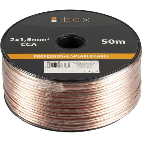 Libox kabel głośnikowy 2x1,50mm lb0008-50 Audiokabel 50 m transparent (1/2)