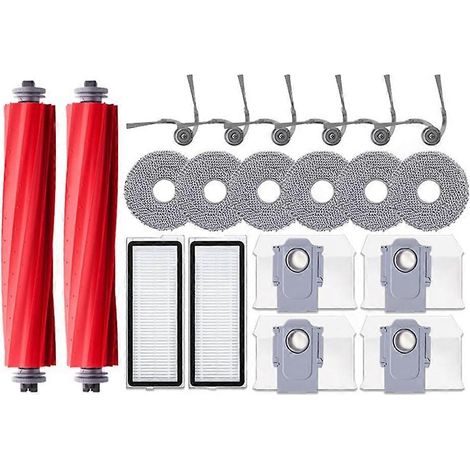 Ersatzteile für Roborock Qrevo L / QR 798 / QV 35A / QR 598 Staubsauger: Hauptbürste, HEPA-Filter, Reinigungstuch und Staubbeutel.