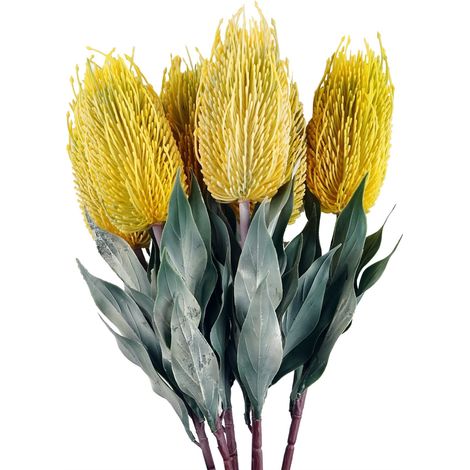 Pack of 6 x 75cm Banksia Menziesii Yellow Flower Stem Artificial (1/5)