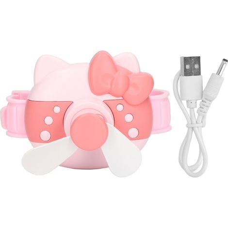 Mini ventilateur de poignet USB rechargeable, portable et mignon, idéal pour l'intérieur et l'extérieur (filles et enfants), rose (1/5)