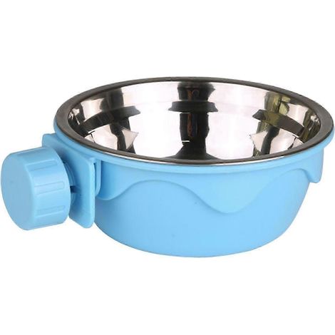 Gamelle suspendue pour cage, gamelle pour animaux de compagnie, convient aux chiens et chats de petite et moyenne taille, gamelle pour manger et boire.-blue