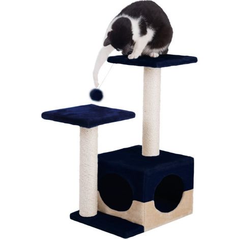 HK1010 Caseta para gatos con rascador y dos estantes 44x33x33 cm
