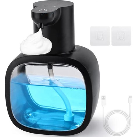 Distributeur de Savon Automatique,Distributeur Savon Automatique Mural,Montage Mural électrique,USB Rechargeable,étanche Ipx5,Niveaux Réglables,Distributeur Mousse pour Salle de Bain,Cuisine (1/5)