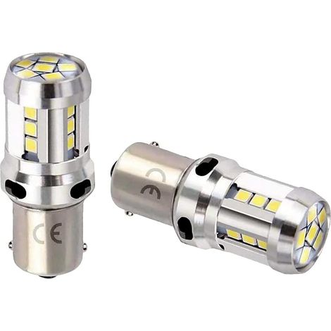 1156 Ba15s P21w LED Ampoules 12V 24V, 18SMD Blanche 6000K, Pour Auto Voiture RV DRL Feux de Jours, Feu de Recul, Feux de Brouillard arrière. (Lot De 2) (1/5)