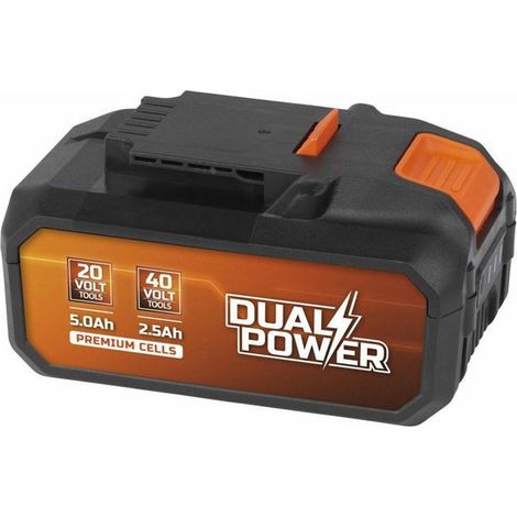 Batteria 2x20V 2,5Ah per utensile 40V o 5Ah su utensile 20V Dual Power POWDP9037 - Compatibile con utensili 40 V & 20 V (1/3)