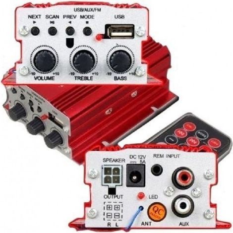 Trade Shop - Audioverstärker 12V USB MP3 Home Auto 2 Kanal Stereo 500W Fernbedienung MA700 - (1/5)