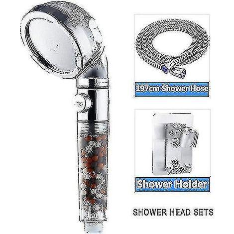 Pommeau de douche de baignoire à effet pluie haute pression, 3 modes réglables, bouton de commande (1/5)
