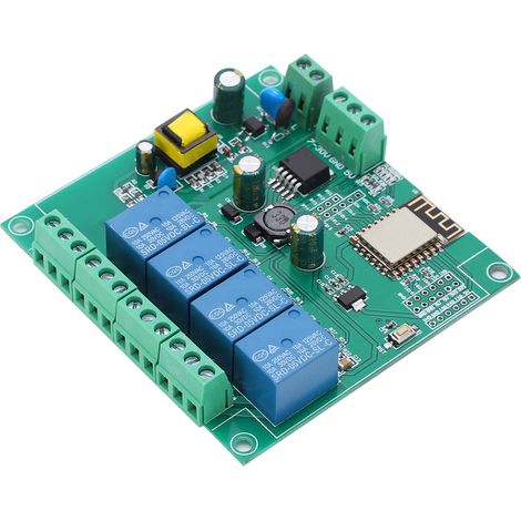 Module relais WIFI 4 canaux, carte de développement ESP8266 pour contrôle sans fil, alimentation CC 7-12 V/5 V, USB (1/5)