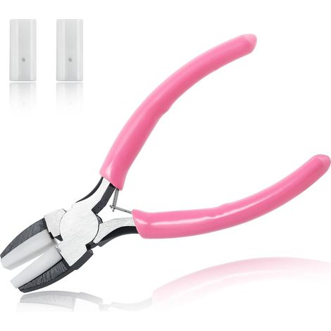 Pince à bec plat pour la fabrication de bijoux avec 2 pointes de rechange, pince parallèle de 14 cm à mâchoire souple avec redresseur de fil à prise constante pour perlage, boucles (1/5)