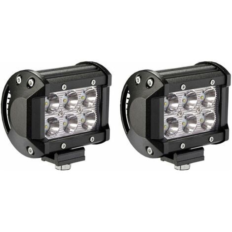 2 x 18W LED Lampes de Travail 1800 Lumens Projecteur Blanc 12V 24V Réflecteur d'inondation Lampe de Travail Lampe de Travail (1/4)