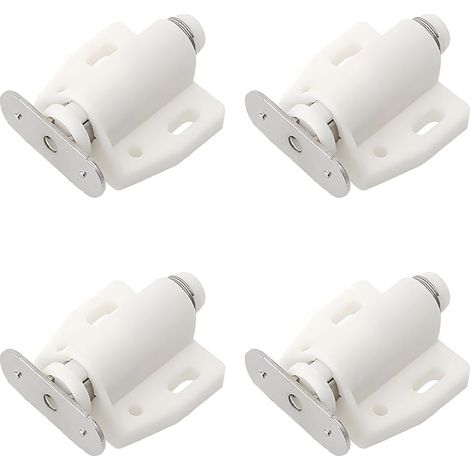 BRAVIX Lot de 4 Loqueteaux Magnétiques à Pression en Plastique pour Portes, Tiroirs et Placards avec Fermeture Douce - Blanc, Idéal pour la Chambre, la Cuisine et la Salle de Bain (1/5)