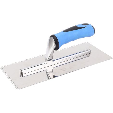Truelle à encoche carrée de 4mm, main en acier inoxydable avec poignée souple pour l'installation de carreaux de maçonnerie en béton de ciment.