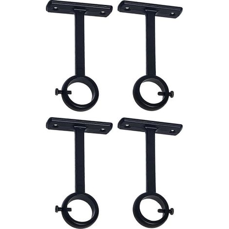 Supports de tringle à rideaux à fixation plafond, supports de plafond robustes pour tringle à rideaux de 2,5 cm (lot de 4, noir) (1/5)
