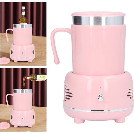 Calentador y enfriador de tazas – Último modelo en aluminio rosa con cuchara – Conexión USB, fácil de usar, calentamiento/enfriamiento rápido (1/5)