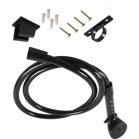 Kit de douche pour camping-car + support de douche + tuyau de douche de 1,5 m, pommeau de douche pour camping-cars, camionnettes, remorques, camping-cars, bateaux, noir
