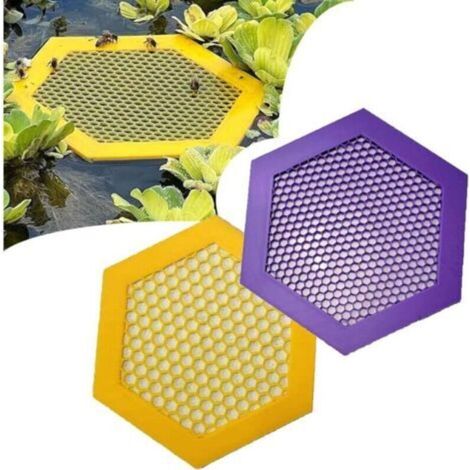 Lot de 2 îlots flottants pour abeilles, gobelets pour abeilles de jardin, abreuvoir pour abeilles, station d'arrosage pour abeilles de jardin, gobelets pour abeilles de jardin (jaune et violet)