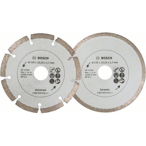 Bosch Diamanttrennscheiben-Set für Fliesen und Baumaterial, Ø 125 mm, 2 tlg.