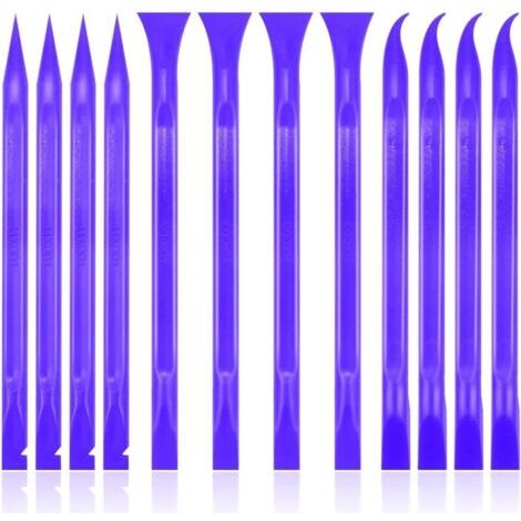 Lot de 12 grattoirs en fibre de carbone et plastique, anti-rayures, pour espaces restreints, multi-usages, pour le nettoyage de la voiture, de la cuisine, des crevasses et des taches (bleu)