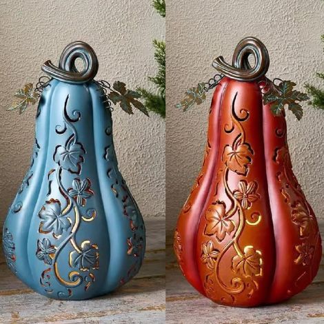 Veilleuse LED clignotante citrouille d'Halloween - Lampe citrouille bleue