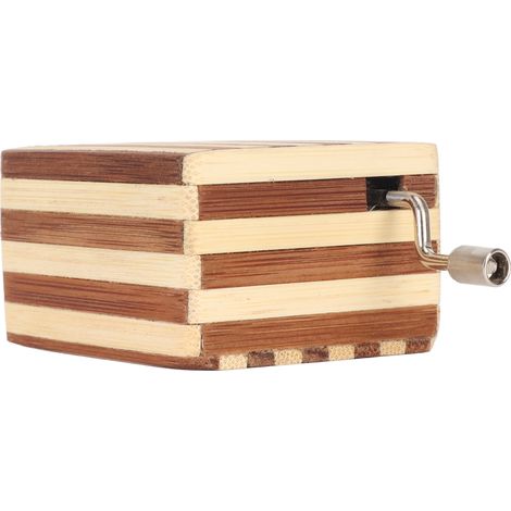 Boîte à musique en bois de style rétro, à manivelle, portable, de la taille d'une paume, facile à utiliser. Convient pour la maison, la voiture et le bureau. (1/5)