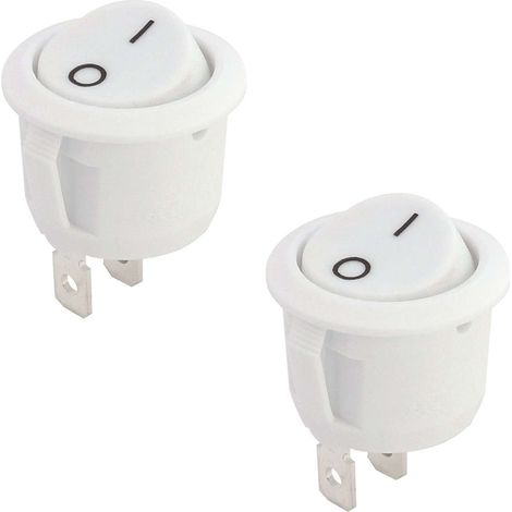 Cyclingcolors – Lot de 2 interrupteurs mécaniques à bascule ronds 230V 4A – Bipolaire ON/OFF – Pour bandeaux LED cuisine et salle de bain – Blanc