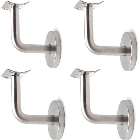 Support de main courante, support de main courante en acier inoxydable, fixation de main courante, pour support mural de rampe en bois avec rosace de couverture (4 pièces) (1/5)