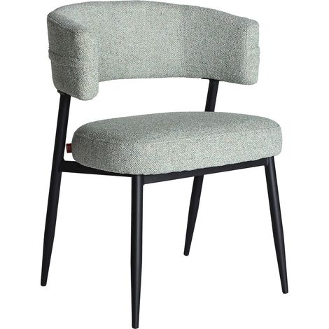 Lot de 2 chaises minimalistes vertes effet marbré et pieds en fer noir mat - Vert marbré et noir mat (1/5)