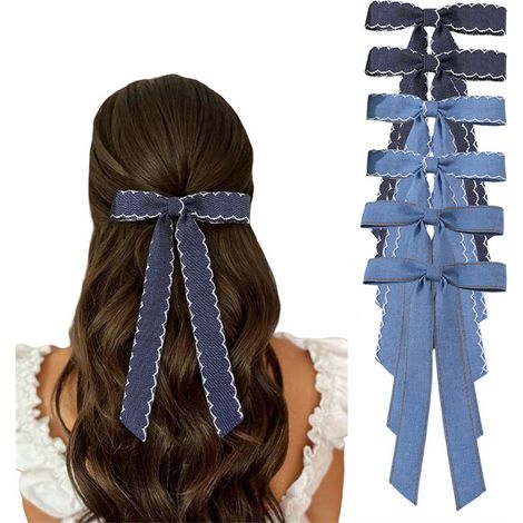 6 lazos para el cabello para mujeres, lazos con colas largas para niñas (1/4)