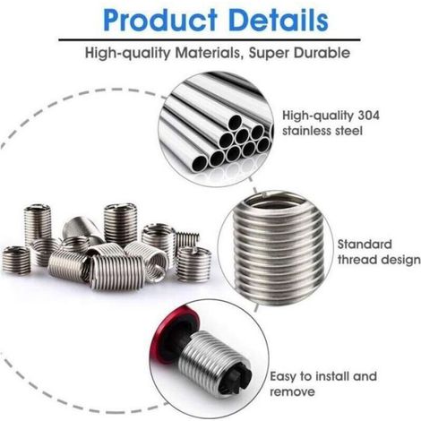 Inserts filetés auto-taraudeurs - - M6 - Acier inoxydable - Pack 100 (5 longueurs) - Résistance à l'usure (1/4)