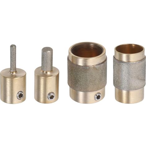 Kit de Meulage de Verre Diamanté 4 Pièces 1 Pouce 3/4 1/4 1/8 Cuivre et Émeri, pour Gemmes et Bouteilles, Finitions Lisses et Propres, Usage Précis sur Verre (1/5)