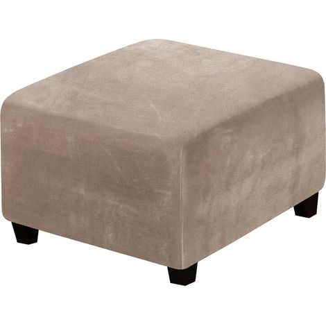 Stool Covers, Velvet Protective Cover for Ottoman, Stretchable Square Footrest, Furniture Protective Cover with Elastic Bottom for Living Room, Bedroom (Camel) (1/5)
