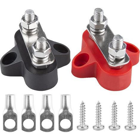 Barra colectora de 12 V - Bloque de conexión con doble tornillo M8 para baterías de 12 V a 48 V CC - Ideal para coches, barcos y autocaravanas (1/5)