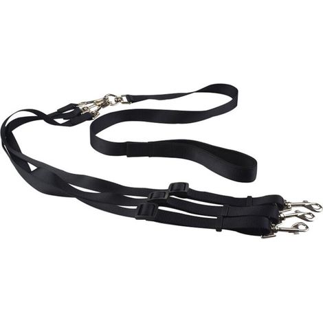 Laisse 3 En 1 Pour Chien - Nylon Souple - Boucle Rotative 360° - Réglable Individuellement - Pour 2 Ou 3 Chiens - Noir