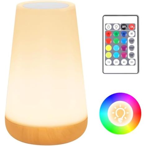 Lumière de nuit, lampe de chevet LED tactile rechargeable avec télécommande, 13 modes RGB, 5 niveaux de luminosité, minuterie, pour chambre, enfants, salon, camping.