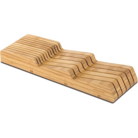 Arcos Taco Cajonera Organizador cuchillos ARCOS para cajón de hasta 25 cm - Hecho de Bambú - Tamaño 39x432x139 mm - Color Marrón (1/5)