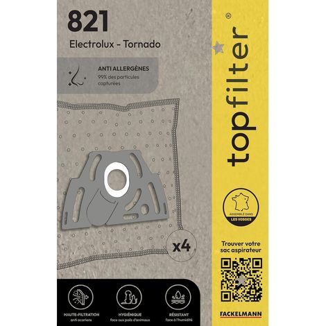 4 sacs aspirateur pour Electrolux et Tornado boîte de sacs d'aspiration en non-tissé, 4 sacs à poussière (30 x 26 x 0,1 cm), Blanc (1/5)
