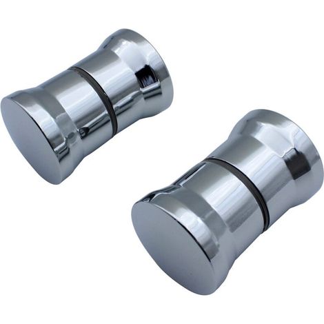Pair of Round Chrome Glass Shower Door Handles - Shower Enclosure Replacement Parts, Shower Screen (1/5)