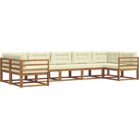 Outdoor-Sofagarnitur mit Kissen 7 pcs Natur und Creme vidaXL